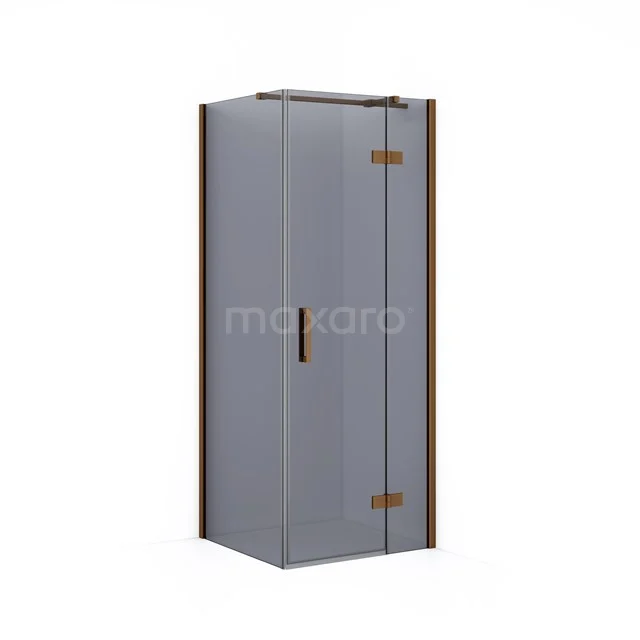 Duschkabine Diamant 80x80cm Rauchglas Sicherheitsglas Kupfer CDB223508311KP Duschkabine mit mattgläsernen Türen, Eckmodell, bronzefarbene Details und metallischer Ausführung; stilvolle Lösung für das Badezimmer.