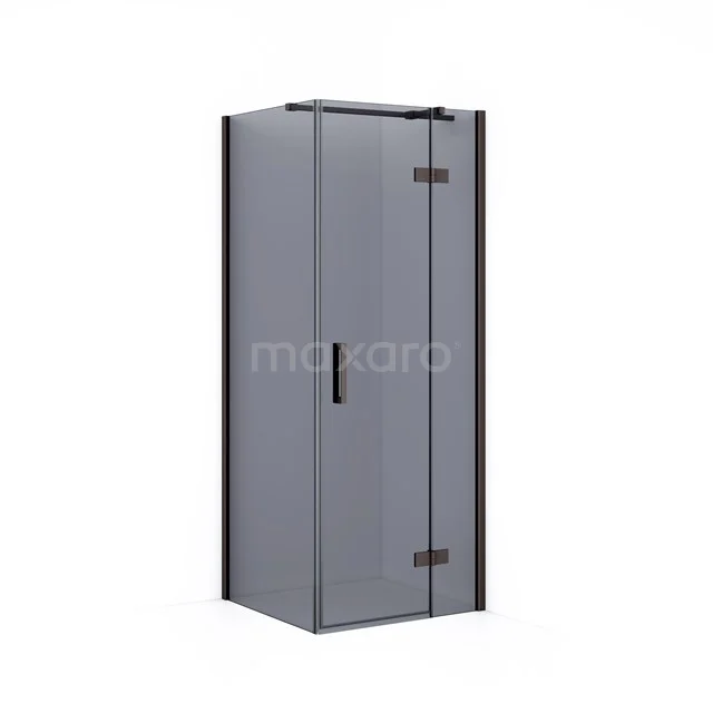 Matt Schwarz Duschkabine, Eckmodell mit Klarglas und Aluminium Profil; moderne und stilvolle Badezimmerlösung.