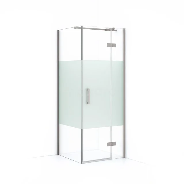 Shower enclosure square with frosted glass and chrome finish, ideal for modern bathroom design.