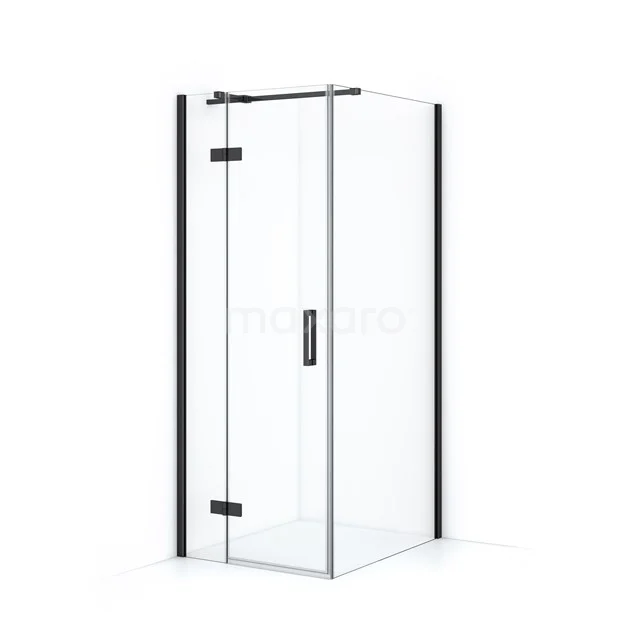 Glasierte Viertelrunde Duschkabine mit Schwarz Rahmen und Drehtür, modernes Design ideal für ein stilvolles Badezimmer.