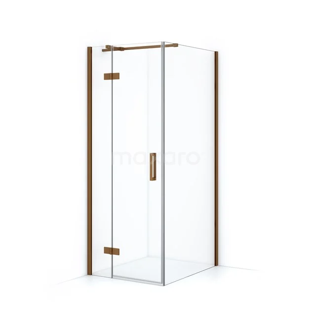 Diamond Douchecabine | 100x80 cm Koper Helder glas Draaideur Rechthoek CDB213510310KP