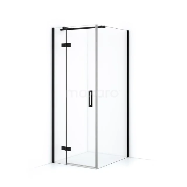 Diamond Shower enclosure | 90x80 cm Matte black Clear glass Pivot door Rectangle CDB213509310MB