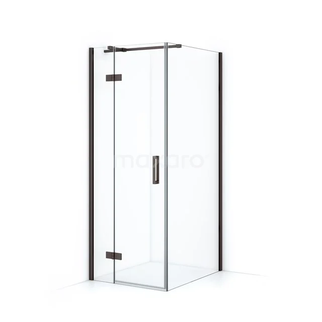 Diamond Shower enclosure | 90x80 cm Black metal Clear glass Pivot door Rectangle CDB213509310ZMN
