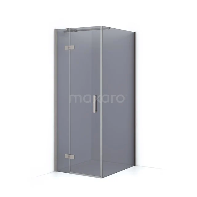 Grey shower enclosure with glass door, minimalist design, ideal for modern bathrooms.
