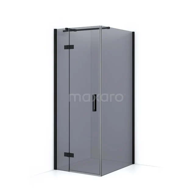 Diamond Shower enclosure | 90x80 cm Matte black Smoke glass Pivot door Rectangle CDB213509311MB