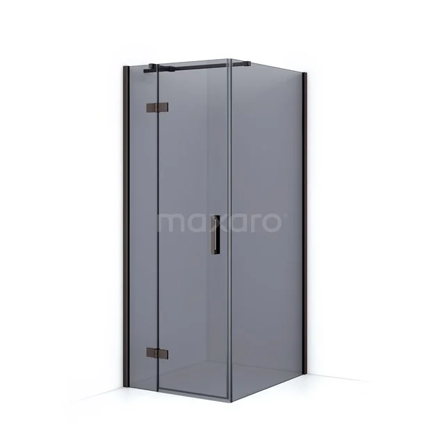 Diamond Shower enclosure | 90x80 cm Black metal Smoke glass Pivot door Rectangle CDB213509311ZMN
