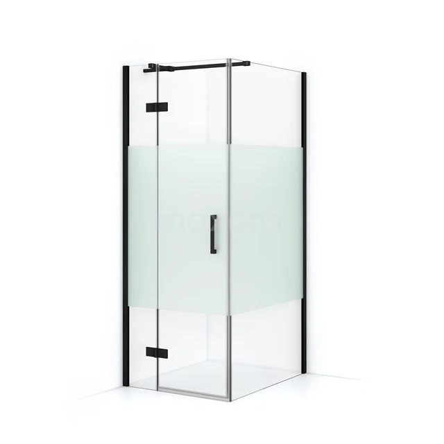 Diamond Shower enclosure | 90x80 cm Matte black Clear with matt strip Pivot door Rectangle CDB213509313MB