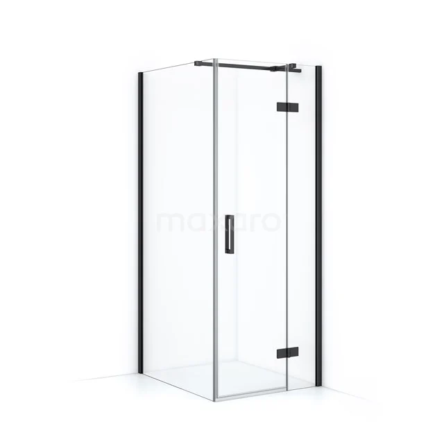 Diamond Shower cabin | 100x80 cm Black chrome Clear glass Pivot door Rectangle CDB223510310BCN Shower enclosure square with clear glass, black profiles and pivot door, ideal for a modern bathroom.