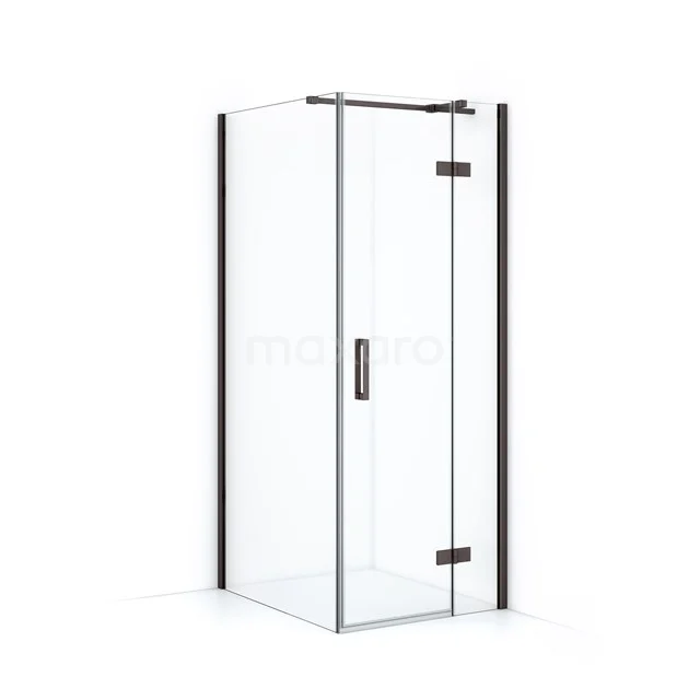 Diamond Shower cabin | 100x80 cm Black metal Clear glass Pivot door Rectangle CDB223510310ZMN Glass corner shower cabin with black profiles, sleek design and pivot door, ideal for modern bathrooms.