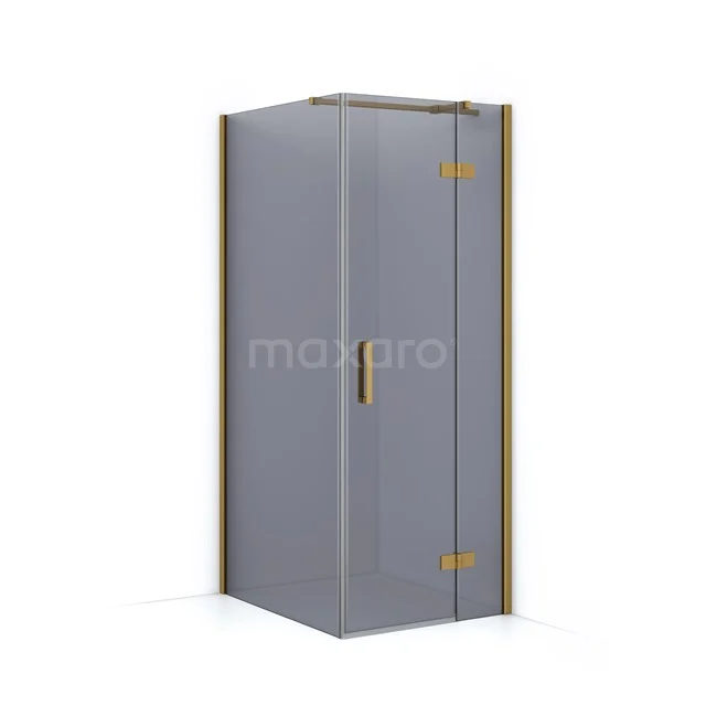 Diamond Shower cabin | 100x80 cm Gold Smoke glass Pivot door Rectangle CDB223510311GGN Glass corner shower cabin with gold accents and pivot door, modern design for luxury bathroom fittings.