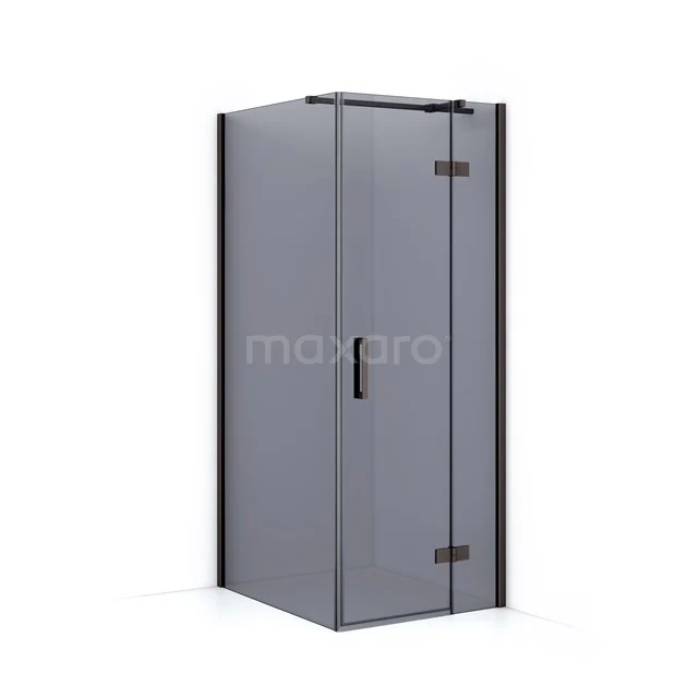 Diamond Shower cabin | 90x80 cm Black metal Smoke glass Pivot door Rectangle CDB223509311ZMN Corner shower cabin in matt black aluminium with clear glass, sleek design and modern bathroom style.