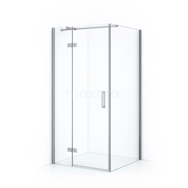 Diamond Shower cabin | 90x70 cm Chrome Clear glass Pivot door Rectangle CDB213607310C Shower enclosure with silver profiles, corner model, sleek design; ideal for a modern bathroom.