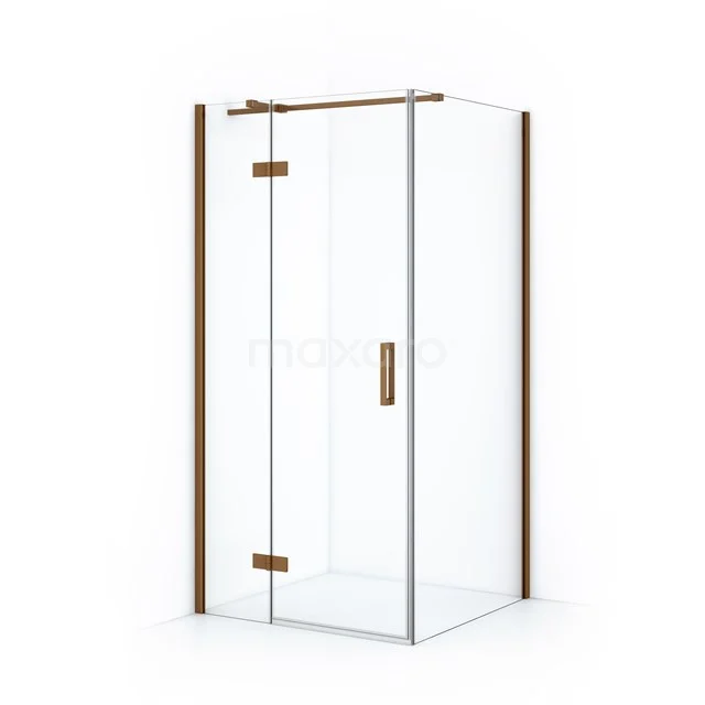 Duschkabine Diamant 90x70cm aus klarem Sicherheitsglas Kupfer CDB213607310KP Elegante Glaskabine mit goldfarbenen Akzenten, ideal für ein luxuriöses Badezimmer.