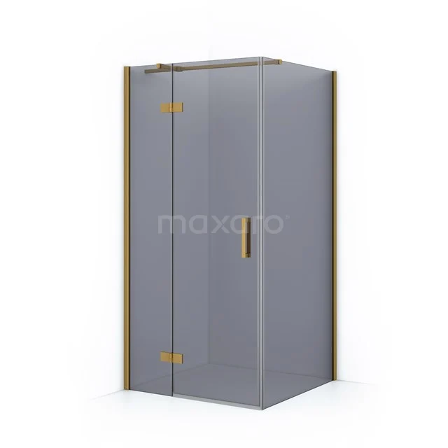Diamond Duschkabine | 100x90 cm Gold Drehtür Rechteck CDB213610311GGN Graue, quadratische Duschkabine mit goldfarbenen Akzenten und Glastüren; stilvolles Design für moderne Bäder.