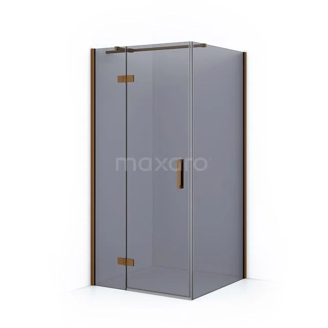 Diamond Duschkabine | 90x80 cm Kupfer Drehtür Rechteck CDB213608311KP Moderne Eck-Duschkabine, Glas mit matter Oberfläche, bronzefarbene Details, ideal für eine stilvolle Badezimmergestaltung.