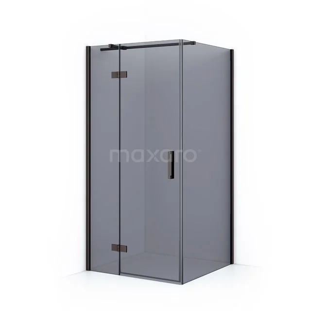 Diamond Shower enclosure | 90x90 cm Black metal Smoke glass Pivot door Square CDB213609311ZMN