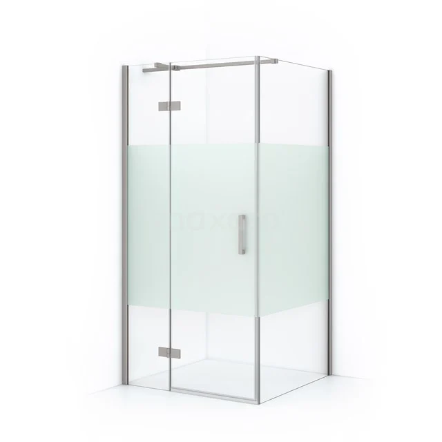 Diamond Duschkabine | 90x80 cm Edelstahl Drehtür Rechteck CDB213509313BR Glas Duschkabine mit mattem Glas-Mittelpaneel, rechteckigem Design und chromatischen Akzenten, ideal für moderne Bäder.