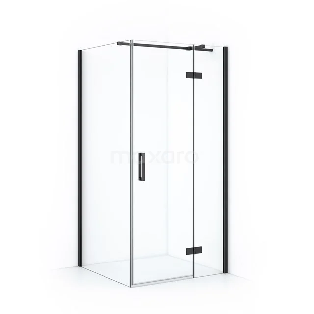 Diamond Shower cabin | 90x80 cm Black chrome Clear glass Pivot door Rectangle CDB223608310BCN Glass shower enclosure with black metal profile, square shape, ideal for modern bathrooms. Minimalist design.
