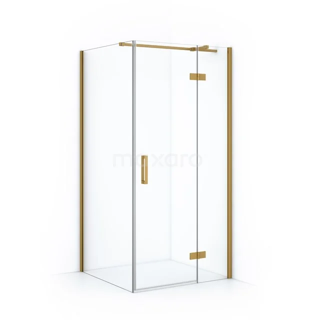 Diamond Shower cabin | 100x90 cm Gold Clear glass Pivot door Rectangle CDB224609310GGN Corner shower cabin with clear glass, gold accents and metal handle, ideal for a modern bathroom.