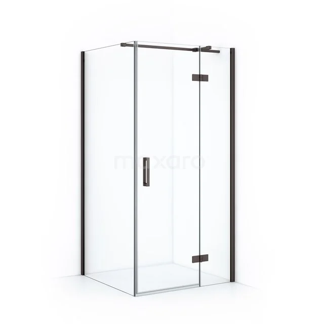 Diamond Shower cabin | 100x90 cm Black metal Clear glass Pivot door Rectangle CDB223610310ZMN Sleek glass shower enclosure with black frame, corner model, ideal for a modern bathroom.