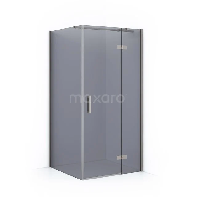 Diamond Shower cabin | 100x80 cm Stainless steel Smoke glass Pivot door Rectangle CDB224608311BR Grey Shower enclosure with an angular shape, glass door and metal handle; stylish and ideal for a modern bathroom.