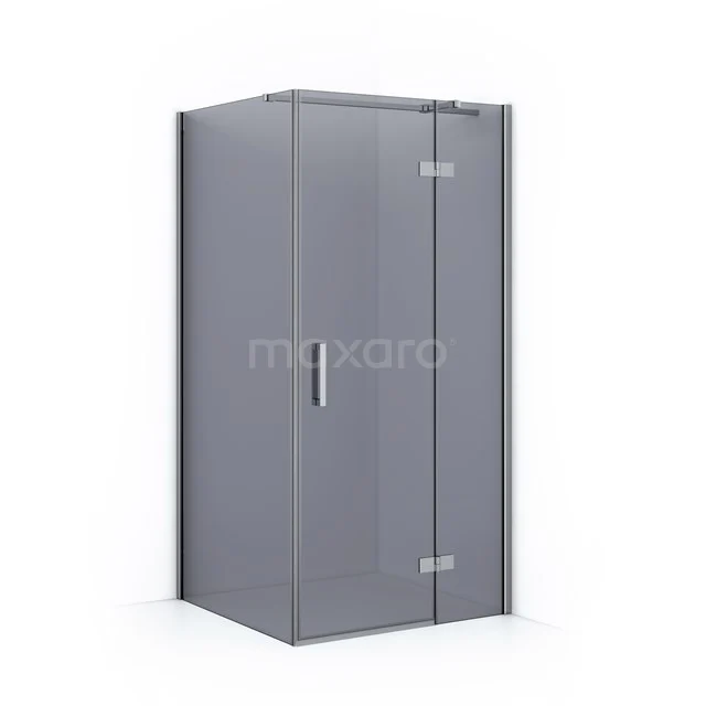 Grey modern shower enclosure with clear glass and metal details, perfect for a stylish bathroom design.