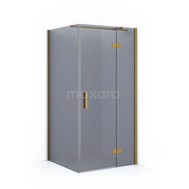 Diamond Shower cabin | 100x90 cm Gold Smoke glass Pivot door Rectangle CDB224510311GG Grey glass Shower enclosure with gold-coloured hinges and Handle, perfect bathroom solution for a stylish look.