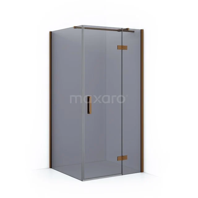 Diamond Duschkabine | 100x80 cm Kupfer Drehtür Rechteck CDB224608311KP Graue Glas-Duschkabine mit bronzefarbenen Akzenten, modernes Design und stabiler Haltegriff, ideal für jeden Badezimmerstil.