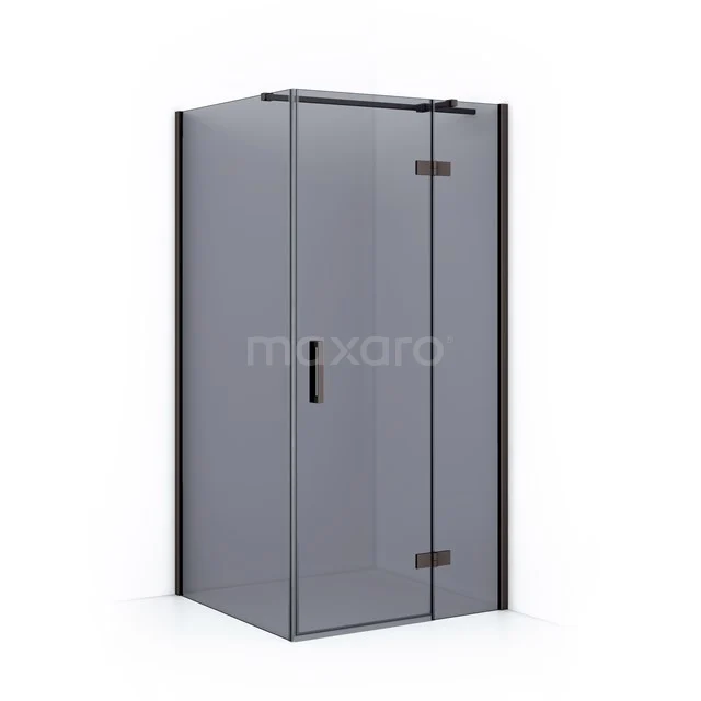 Duschkabine Diamant 90x90cm Rauchglas Sicherheitsglas Schwarz Metall CDB223609311ZMN Graue Eck-Duschkabine mit mattgläsernen Türen, metallischen Scharnieren und schwarzem Rahmen, ideal für ein modernes Badezimmer.