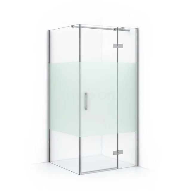 Diamond Duschkabine | 100x90 cm Chrom Drehtür Rechteck CDB223610313C Glas Duschkabine mit mattem und Klarglas, Eckform, Aluminium Profile, ideal für einen modernen Badezimmerstil.