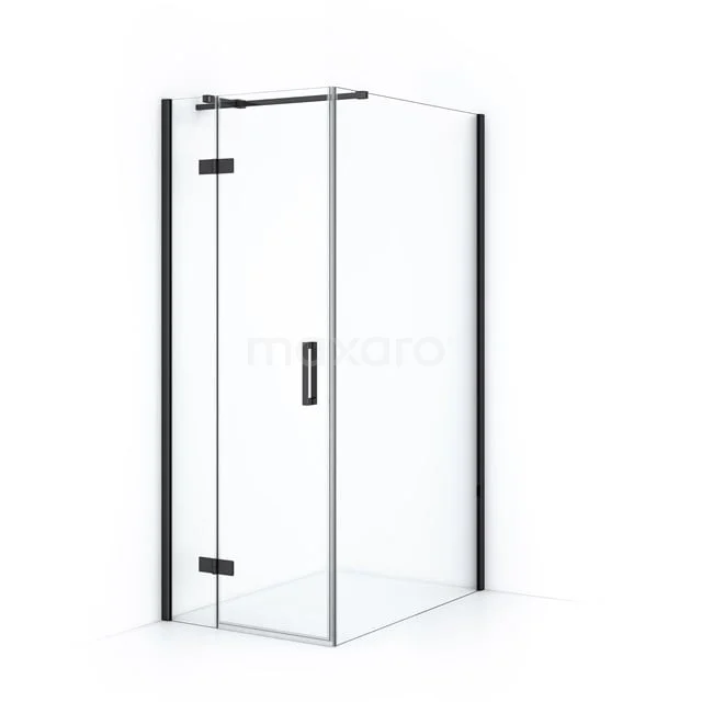 Diamond Shower cabin | 110x80 cm Black chrome Clear glass Pivot door Rectangle CDB213511310BCN Glass shower enclosure with matte black frame, corner model, modern design for stylish bathroom design.