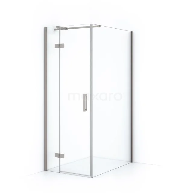 Glasene Eck-Duschkabine mit silberfarbenem Rahmen, elegantes Design für moderne Badezimmer, hergestellt aus gehärtetem Glas.