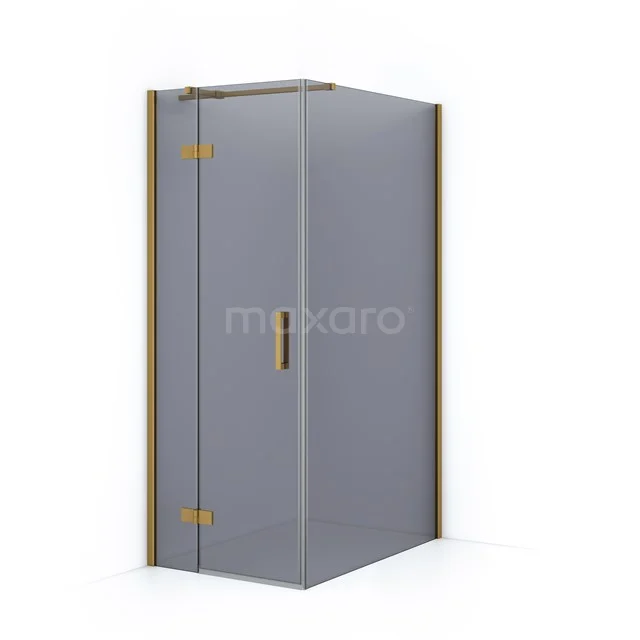 Diamond Shower cabin | 120x80 cm Gold Smoke glass Pivot door Rectangle CDB213512311GGN Glass shower enclosure with frosted glass accents and hinged door, ideal for modern bathroom design.