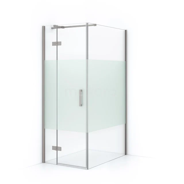 Shower enclosure with frosted privacy glass and chrome details, modern design for the bathroom.