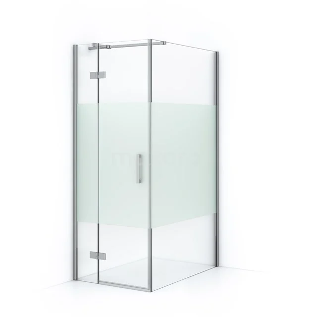 Diamond Shower enclosure | 110x80 cm Chrome Clear with matt strip Pivot door Rectangle CDB213511313C Corner shower cabin with frosted glass, modern design and sliding doors, ideal for a stylish bathroom with space-saving solutions.