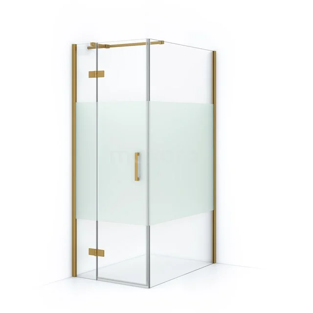 Diamond Duschkabine | 110x80 cm Gold Drehtür Rechteck CDB213511313GGN Glas Duschkabine mit mattem Segment, goldfarbigen Profilen und Tür, perfekt für ein stilvolles Badezimmer-Upgrade.