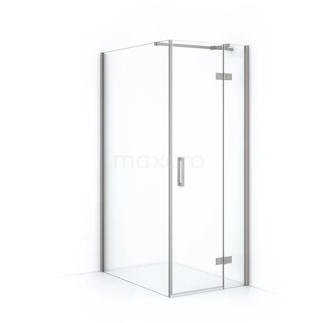 Glasene Duschkabine mit Eckinstieg, straffes Design, silberne Profile, ideal für ein modernes Badezimmer.