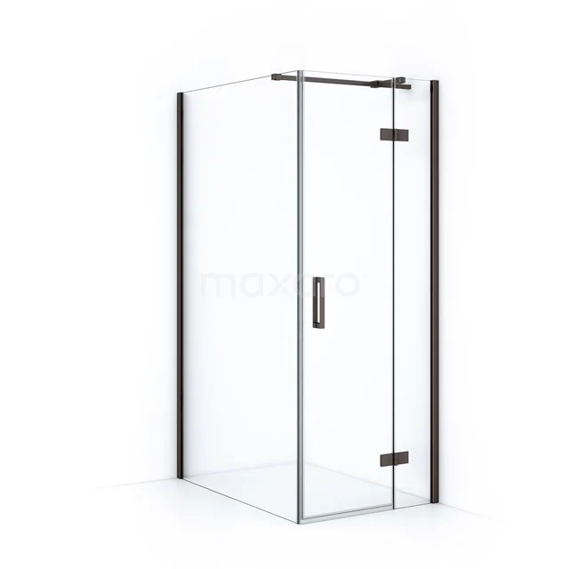 Diamond Shower cabin | 110x80 cm Black metal Clear glass Pivot door Rectangle CDB223511310ZMN Glass shower enclosure with corner entry, black profile, sleek design; ideal for modern bathroom design.