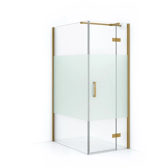 Diamond Shower cabin | 120x80 cm Gold Clear with matt strip Pivot door Rectangle CDB223512313GGN Corner shower cabin with clear glass and frosted gold profiles, modern design for a stylish bathroom.