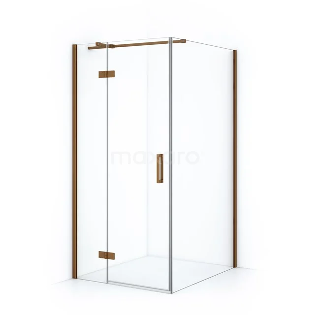 Duschkabine Diamant 120x100cm Klar Sicherheitsglas Kupfer CDB214612310KP Glasene Duschkabine mit bronzenen Akzenten, Eckmodell, modernes Design für luxuriöse Badezimmerinterieurs.