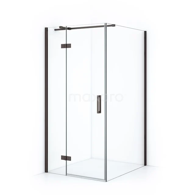 Diamond Shower cabin | 110x100 cm Black metal Clear glass Pivot door Rectangle CDB214611310ZMN Glass shower enclosure with black metal profiles, corner model, sleek design, ideal bathroom solution for a modern look.