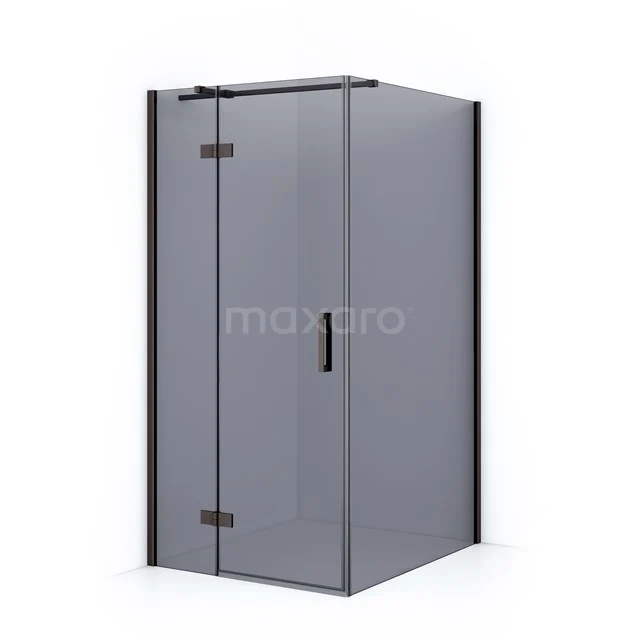 Diamond Shower enclosure | 110x90 cm Black metal Smoke glass Pivot door Rectangle CDB213611311ZMN