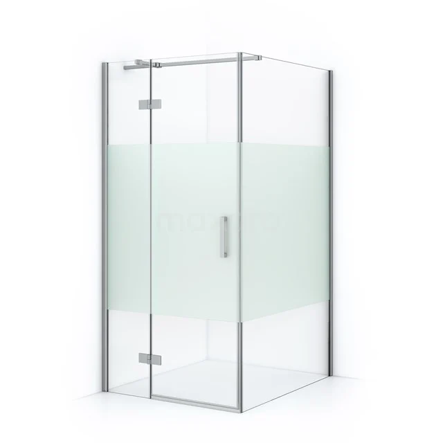 Diamond Shower enclosure | 110x90 cm Chrome Clear with matt strip Pivot door Rectangle CDB213611313C