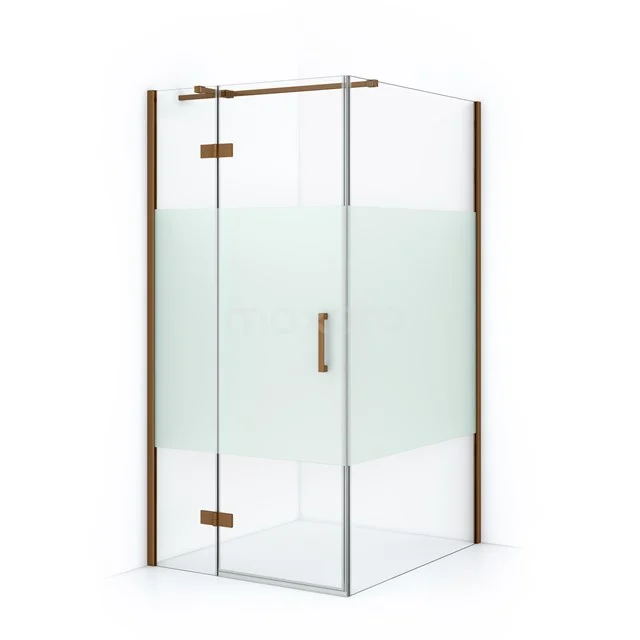 Duschkabine Diamond 120x90cm aus klarem Sicherheitsglas mit mattem Streifen aus Kupfer CDB213612313KP Eck-Duschkabine mit satiniertem Glas, rostfreien Scharnieren und modernem Design, perfekt für stilvolle Badezimmer.