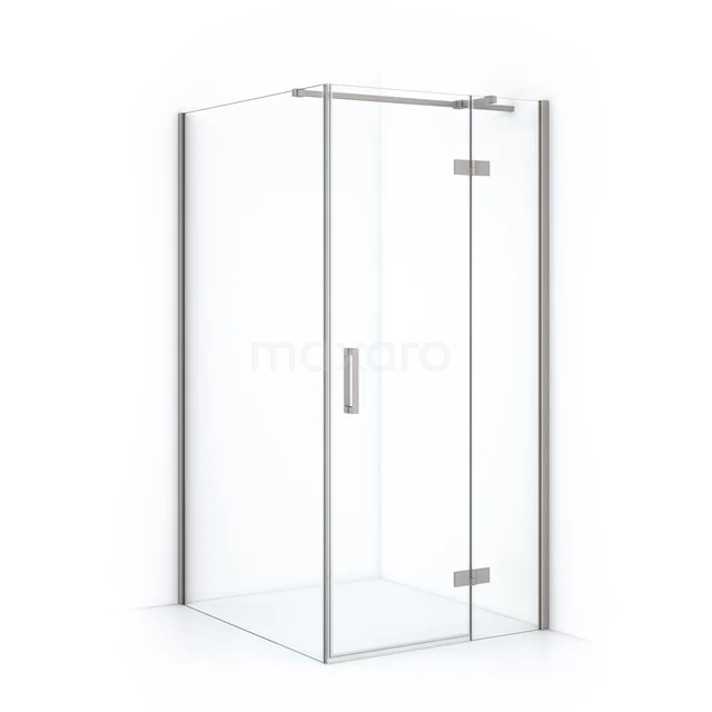 Diamond Shower cabin | 110x100 cm Stainless steel Clear glass Pivot door Rectangle CDB224611310BR Modern glass shower enclosure with chrome frame, angular design, ideal for stylish bathroom design.