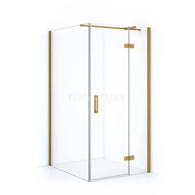 Diamond Shower cabin | 110x90 cm Gold Clear glass Pivot door Rectangle CDB223611310GGN Glass shower enclosure with gold-coloured accents, sleek design, ideal for luxury bathroom decor.