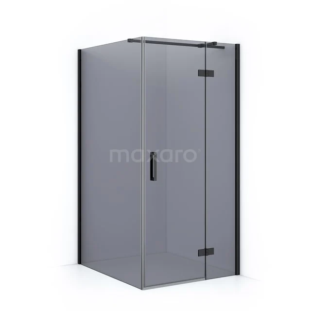 Diamond Shower cabin | 120x100 cm Black chrome Smoke glass Pivot door Rectangle CDB224612311BCN Corner shower cabin in frosted glass with black hinges, ideal for a modern bathroom style.