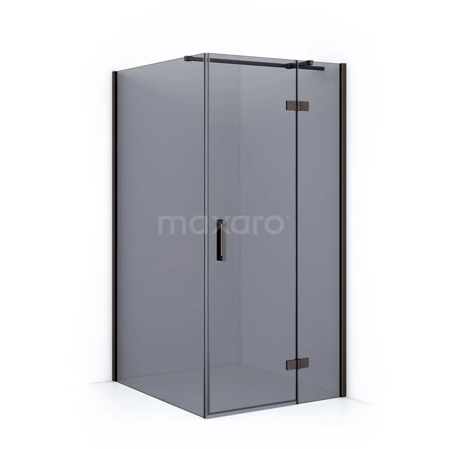 Diamond Shower enclosure | 110x90 cm Black metal Smoke glass Pivot door Rectangle CDB223611311ZMN