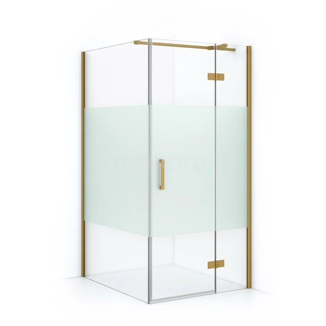 Diamond Shower cabin | 120x100 cm Gold Clear with matt strip Pivot door Rectangle CDB224612313GGN Glass shower enclosure with frosted glass and gold accents, ideal for a stylish bathroom upgrade.