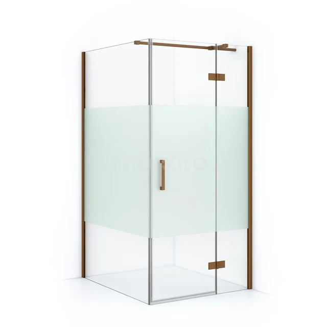 Diamond Duschkabine | 110x100 cm Kupfer Drehtür Rechteck CDB224611313KP Duschkabine mit Eckeinstieg, klarem und mattglas, rostfreier Beschlag, luxuriöses Design für moderne Bäder.